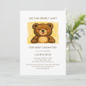 We Can Bearly Wait! Modern Hand Drawn Baby Shower Einladung (Stehend Vorderseite)