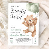 We Can Bearly Wait Neutral Teddy Bear Baby Shower Einladung