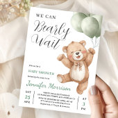We Can Bearly Wait Neutral Teddy Bear Baby Shower Einladung