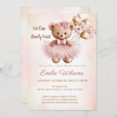 We can bearly wait pink baby shower Einladung (Vorne/Hinten)