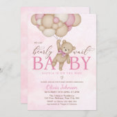 We Can Bearly Wait Pink Baby Shower Einladung (Vorne/Hinten)