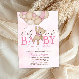 We Can Bearly Wait Pink Baby Shower Einladung