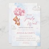 We Can Bearly Wait Pink Baby Shower Invitation Einladung (Vorne/Hinten)