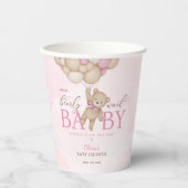 We Can Bearly Wait Pink Baby Shower Pappbecher (Vorderseite)