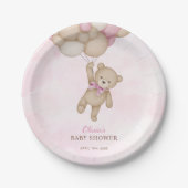 We Can Bearly Wait Pink Baby Shower Pappteller (Vorderseite)