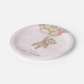 We Can Bearly Wait Pink Baby Shower Pappteller (Schrägansicht)