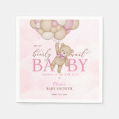 We Can Bearly Wait Pink Baby Shower Serviette (Vorderseite)