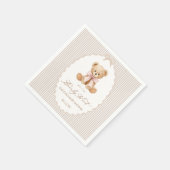 We Can Bearly Wait pink bow girl Baby Shower Serviette (Ecke)