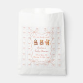 We Can Bearly Wait Pink Lace Ribbon Baby Shower  Geschenktütchen (Vorderseite)
