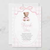 We Can Bearly Wait Pink Teddy Bear Baby Shower Dankeskarte (Vorderseite)