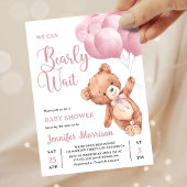 We Can Bearly Wait Pink Teddy Bear Baby Shower Einladung