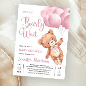 We Can Bearly Wait Pink Teddy Bear Baby Shower Einladung