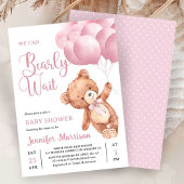 We Can Bearly Wait Pink Teddy Bear Baby Shower Einladung