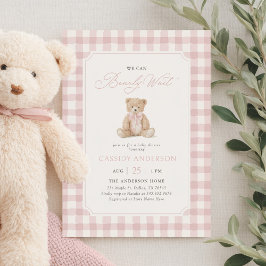 We Can Bearly Wait Pink Teddy Bear Baby Shower Einladung