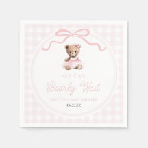We Can Bearly Wait Pink Teddy Bear Baby Shower