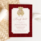 We Can Bearly Wait Plaid Teddy Bear Baby Shower Einladung