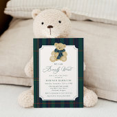 We Can Bearly Wait Plaid Teddy Bear Baby Shower Einladung
