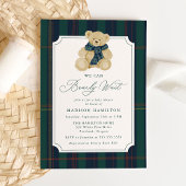 We Can Bearly Wait Plaid Teddy Bear Baby Shower Einladung