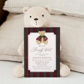 We Can Bearly Wait Plaid Teddy Bear Baby Shower Einladung