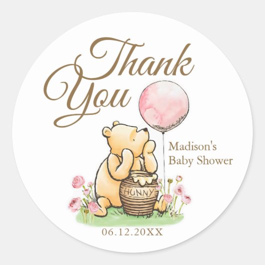 We Can Bearly Wait Pooh Baby Shower Neutral Runder Aufkleber (Vorderseite)