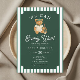 We Can Bearly Wait Preppy Bear Tartan Baby Shower Einladung