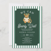 We Can Bearly Wait Preppy Bear Tartan Baby Shower Einladung (Vorderseite)