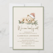 We Can Bearly Wait QR Christmas Baby Shower Einladung (Vorderseite)