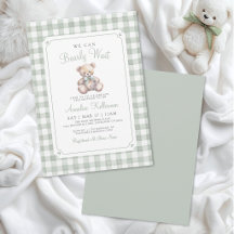 We Can Bearly Wait Sage Green Bear Baby Shower