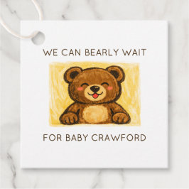 We Can Bearly Wait! Simple Hand Drawn Baby Shower Geschenkanhänger