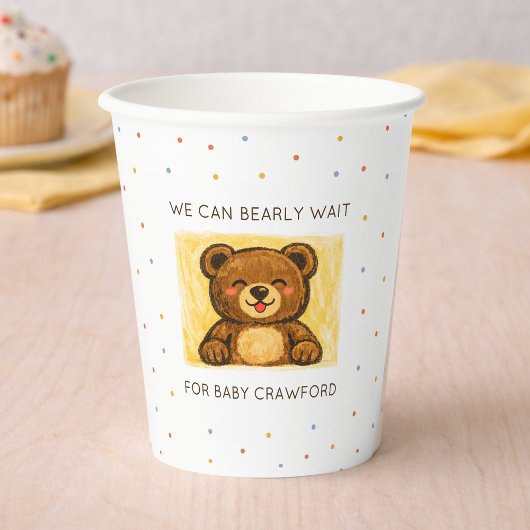 We Can Bearly Wait! Simple Hand Drawn Baby Shower Pappbecher