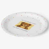 We Can Bearly Wait! Simple Hand Drawn Baby Shower Pappteller (Schrägansicht)
