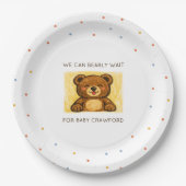 We Can Bearly Wait! Simple Hand Drawn Baby Shower Pappteller (Vorderseite)
