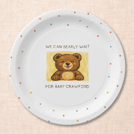 We Can Bearly Wait! Simple Hand Drawn Baby Shower Pappteller