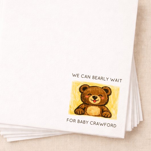 We Can Bearly Wait! Simple Hand Drawn Baby Shower Serviette