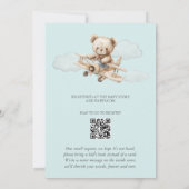We Can Bearly Wait Teddy Airplane Blue Baby Shower Einladung (Rückseite)