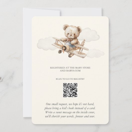 We Can Bearly Wait Teddy Bear Airplane Baby Shower Einladung (Rückseite)