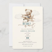 We Can Bearly Wait Teddy Bear Airplane Baby Shower Einladung (Vorderseite)