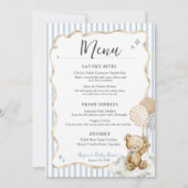 We Can Bearly Wait Teddy Bear Baby Boy Shower Menu Einladung (Vorderseite)