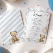 We Can Bearly Wait Teddy Bear Baby Boy Shower Menu Einladung