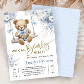 We Can Bearly Wait Teddy Bear Baby Shower Boy Blue Einladung