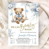 We Can Bearly Wait Teddy Bear Baby Shower Boy Blue Einladung