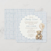 We Can Bearly Wait Teddy Bear Baby Shower Boy  Einladung (Vorne/Hinten)