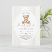 We Can Bearly Wait Teddy Bear Baby Shower Einladung (Stehend Vorderseite)