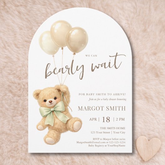 We Can Bearly Wait Teddy Bear Baby Shower Einladung