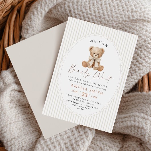 We Can Bearly Wait Teddy Bear Baby Shower Einladung