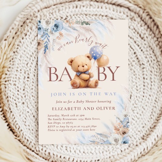 We Can Bearly Wait Teddy Bear Baby Shower Einladung