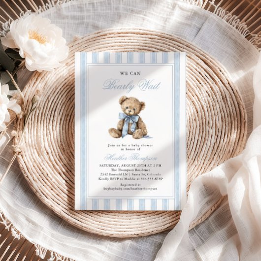 We Can Bearly Wait Teddy Bear Baby Shower Einladung