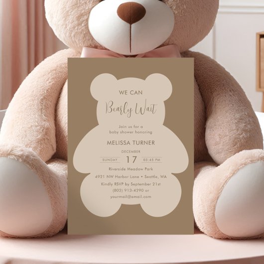 We Can Bearly Wait Teddy Bear Baby Shower Einladung