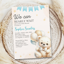 "We Can Bearly Wait! Teddy Bear Baby Shower Einladung