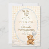 We Can Bearly Wait Teddy Bear Baby Shower Einladung (Vorderseite)